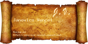 Janovics Vencel névjegykártya